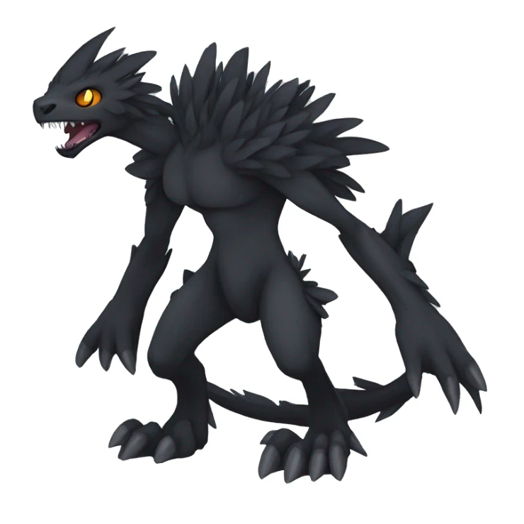 cool edgy dark-themed animal hybrid Fakemon full body sticker