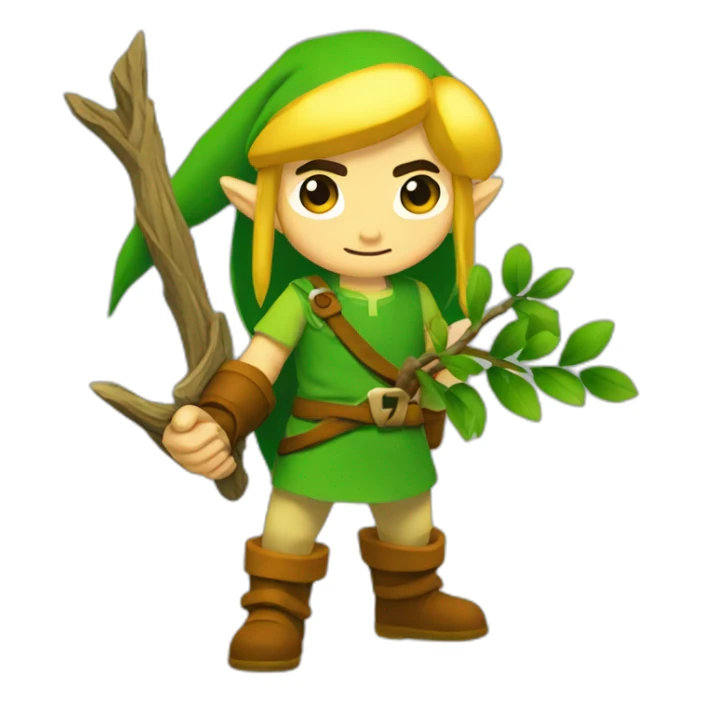 Link holding a branch (Legend of Zelda( sticker
