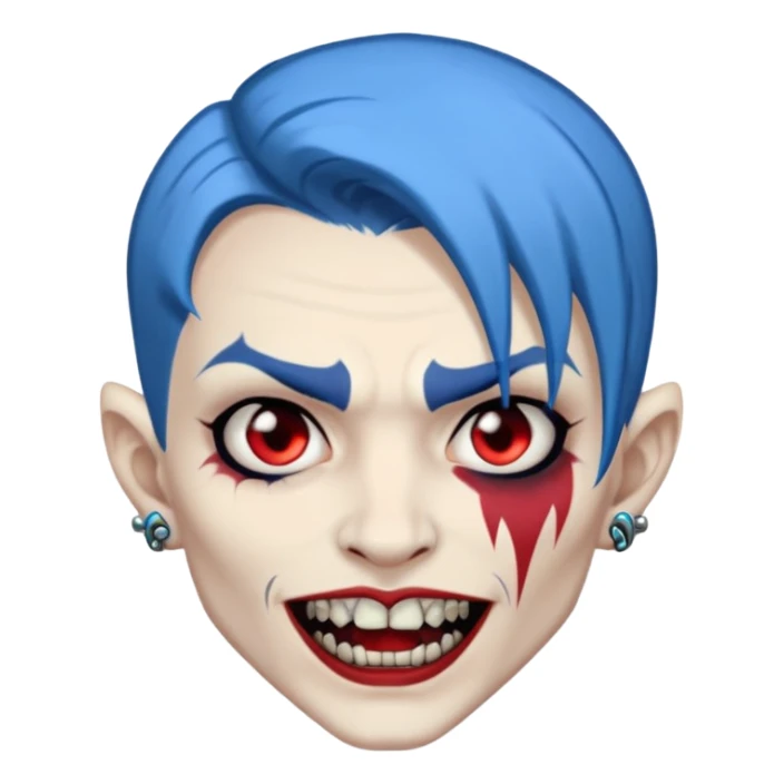 wampire with blue hair and face tattoed sticker
