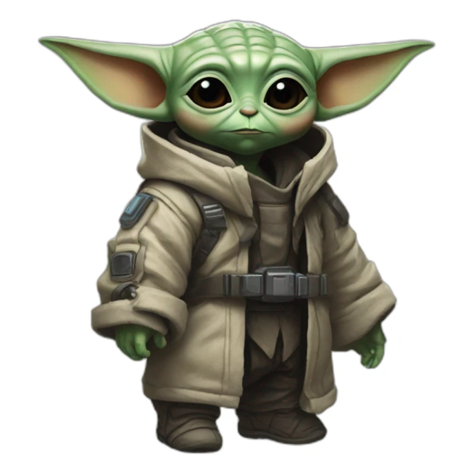 baby yoda in cyberpunk sticker