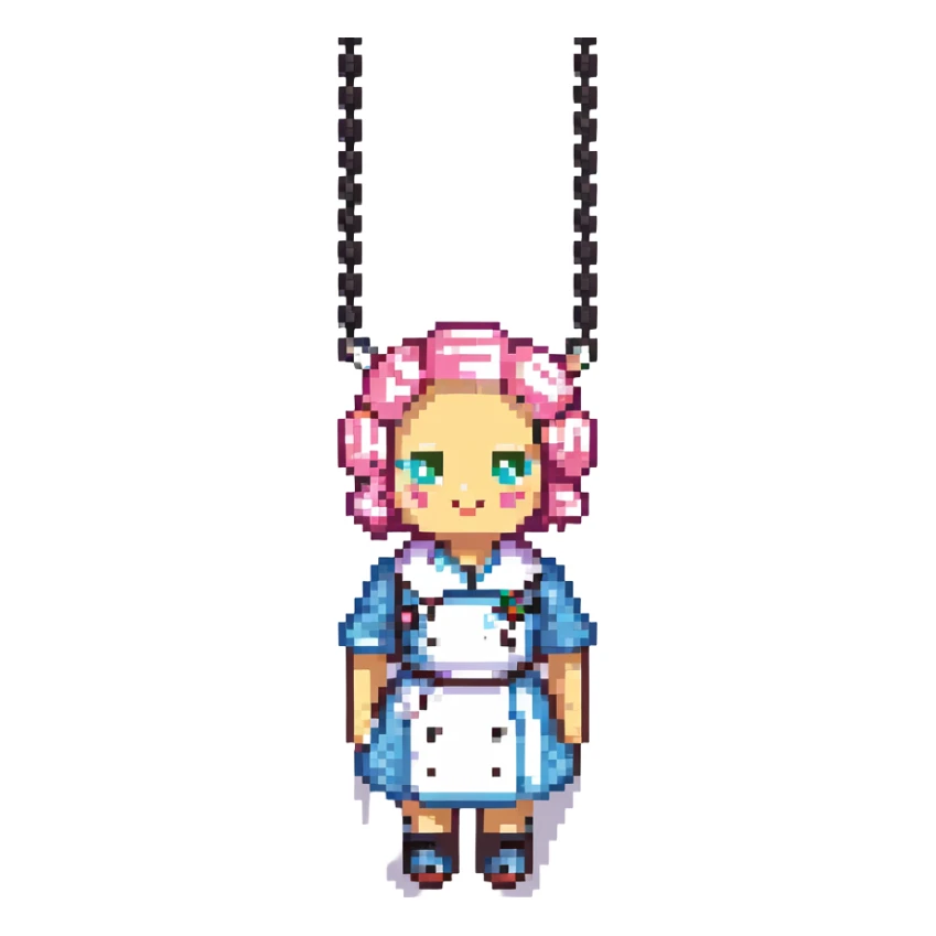 A whimsical candy-themed baker standing in a pastel pink confectionery lab. The walls are made of bubblegum bricks, the countertops shimmer like strawberry frosting, and the air sparkles with powdered sugar mist. The baker is extravagantly adorned: licorice swirls as shoul sticker
