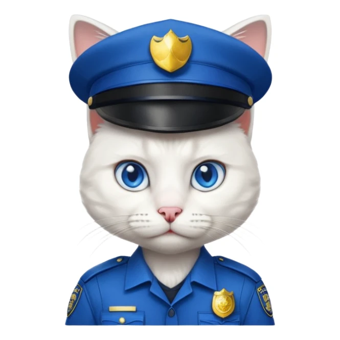 white cat police sticker