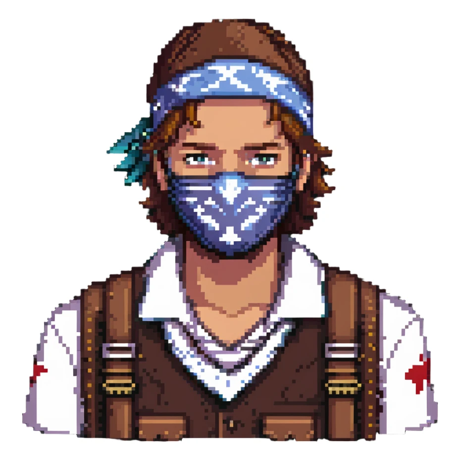 Arthur Morgan from Red Dead Redemption 2 wearing a bandana mask sticker