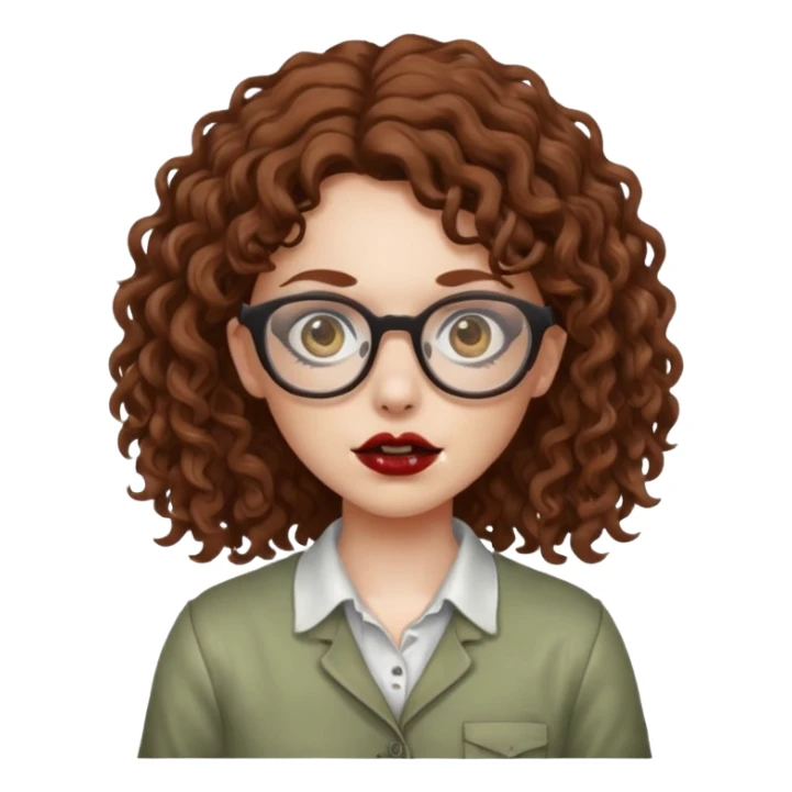zombie girl with brown curly hair and glasses  sticker