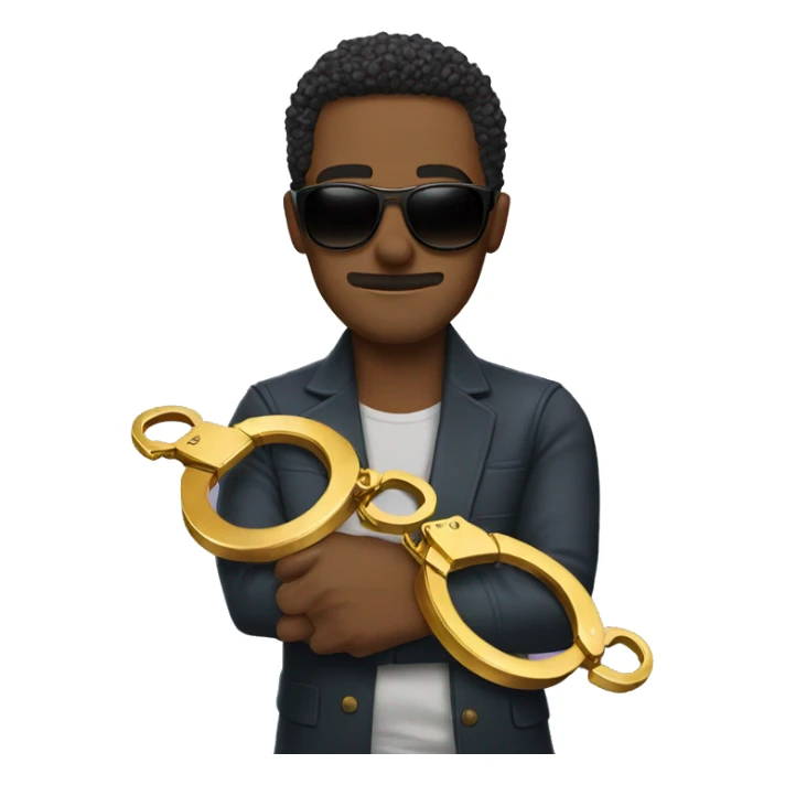 Man with sunglasses breaking golden handcuffs  sticker