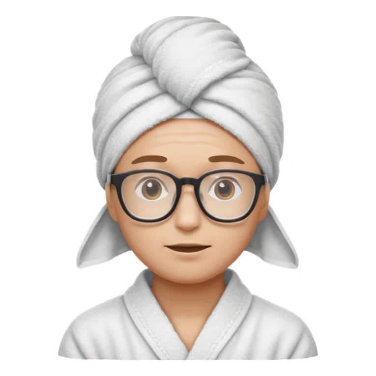 spa nerd: This emoji: 🤓 but with a spa towel on head sticker