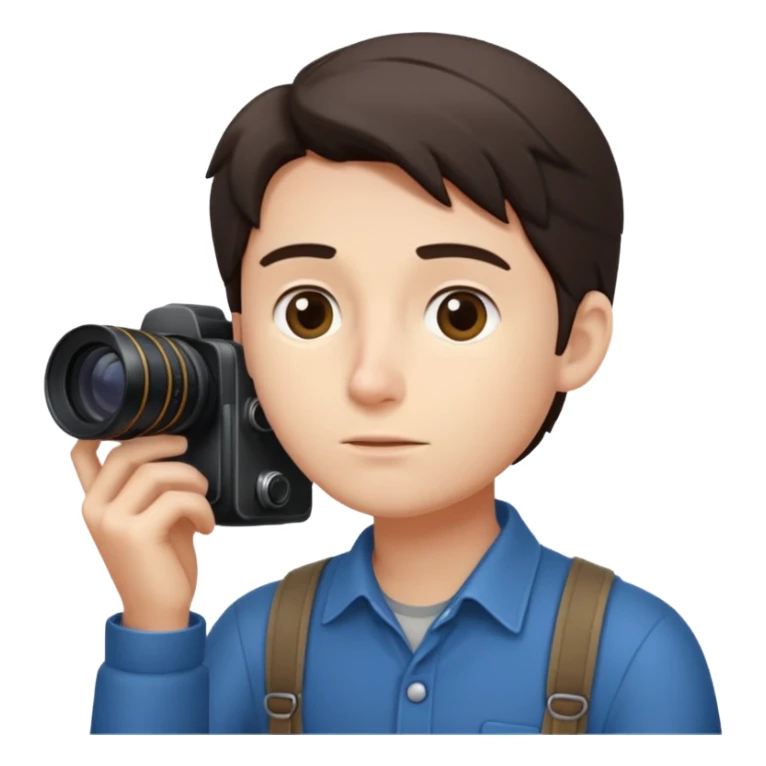 “A photographer sits quietly, camera in hand, lost in deep worries that even his lens can’t capture.” sticker