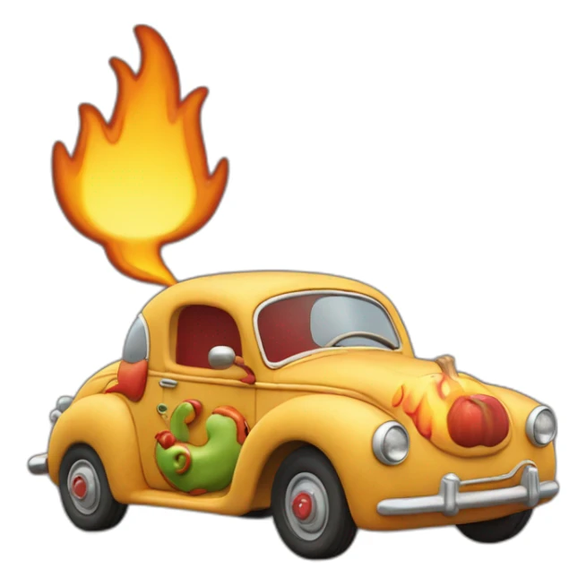 richard scarry lowly worm apple car shaped like a cookie with flames sticker