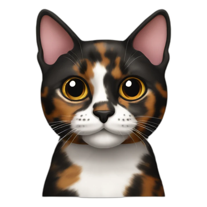 tortoiseshell Cat Black brown without white and pink nose sticker