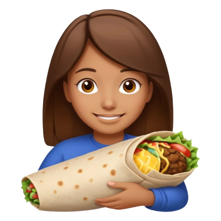 Girl with brown hair "resting burrito face" sticker
