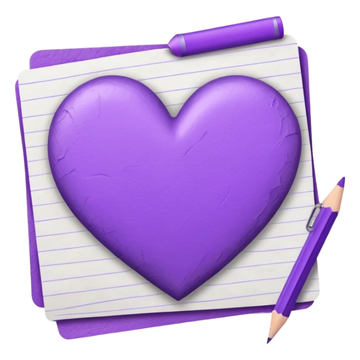 paper with Hand drawn purple heart outline with pencil sticker