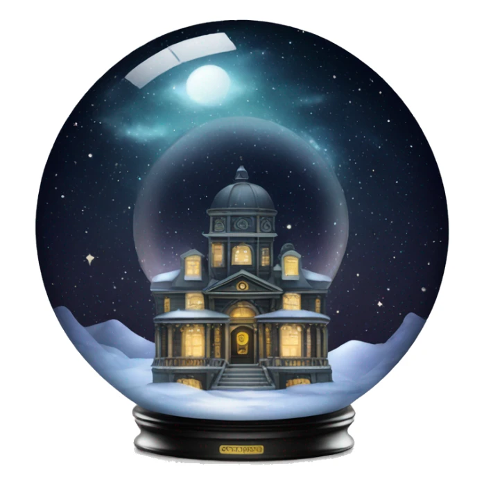 vintage black rococo night sky snow globe sticker