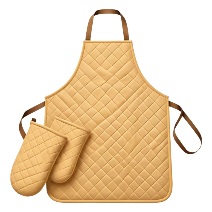 Cinematic Realistic Apron & Oven Mitts, a neatly folded soft pastel apron with subtle fabric textures, resting next to thickly padded oven mitts with a quilted pattern, warm golden kitchen lighting reflecting off the fabrics, evoking a sense of homely warmth and culinary creativity. sticker