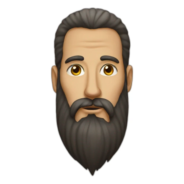 A very tall man with a long beard, and his name is Moaz sticker