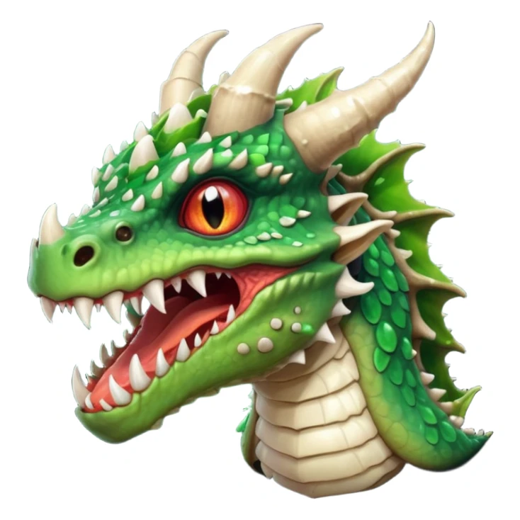 poisonous mushroom dragon beast portrait, head and shoulders only, small dragon face, mushroom cap scales, glowing green spores, sharp teeth, fantasy animal monster vibe, 3D cartoon, mobile game icon style, clean background, no text, no watermark

 sticker