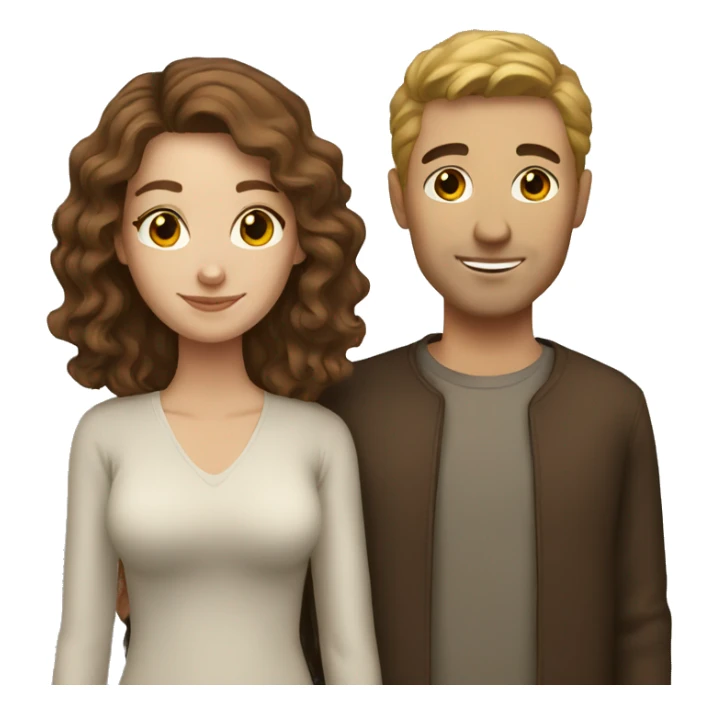 White couple with brown hair sticker