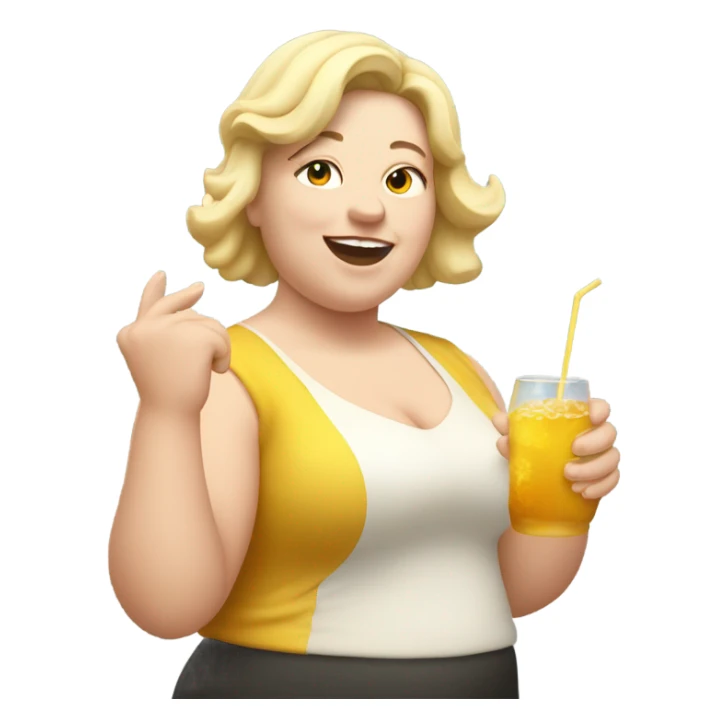 Chubby pale Woman dancing with drink with eyes closed sticker