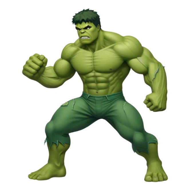 Hulk fighting, strong green muscular superhero in action pose sticker