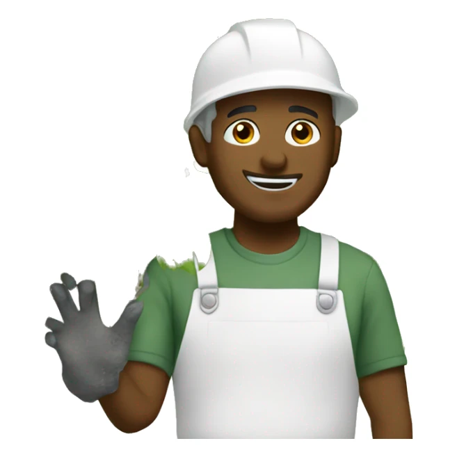 White Landscaper planting bushes sticker