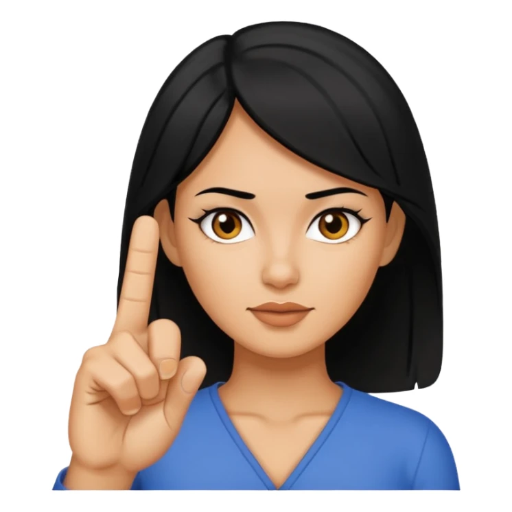 Woman with black hair showing middle finger  sticker
