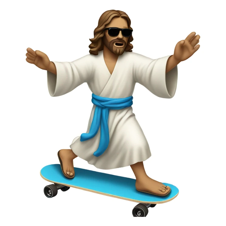 Jesus on a skateboard with sunglasses sticker
