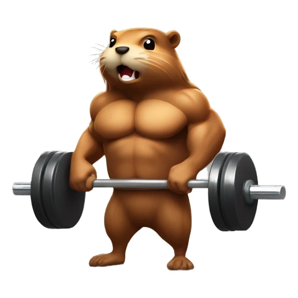 A beaver with strong muscles lifts the barbell sticker