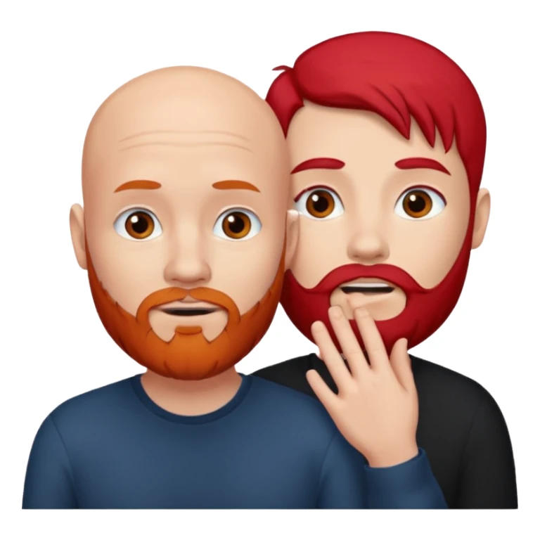 White Bald man with red beard touching face white girl black hair  sticker