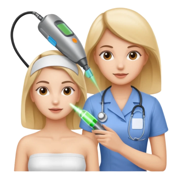 A nurse help a girl do laser hair removal treatment sticker