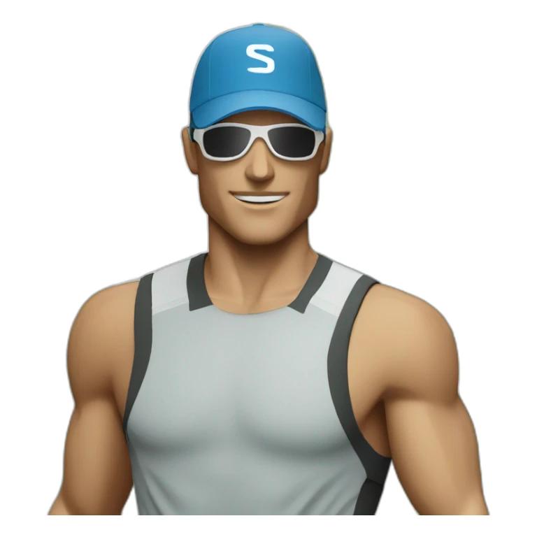 white salomon trail runner man wearing a cap and a pair of sunglasses sticker