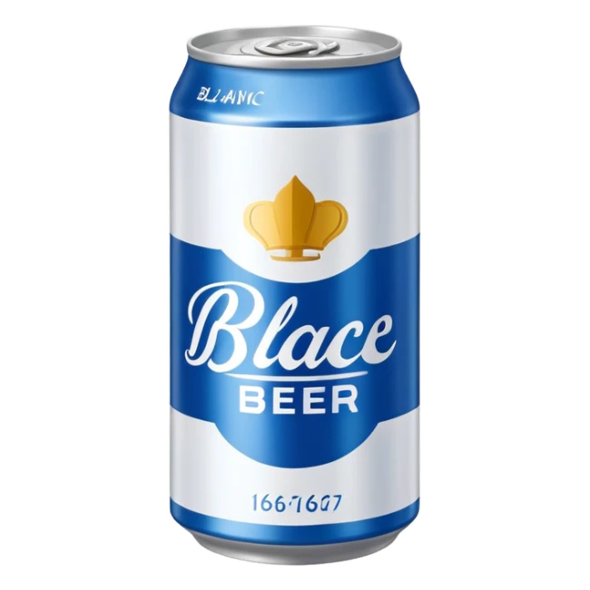 1664 Blanc beer can with blue and white branding sticker