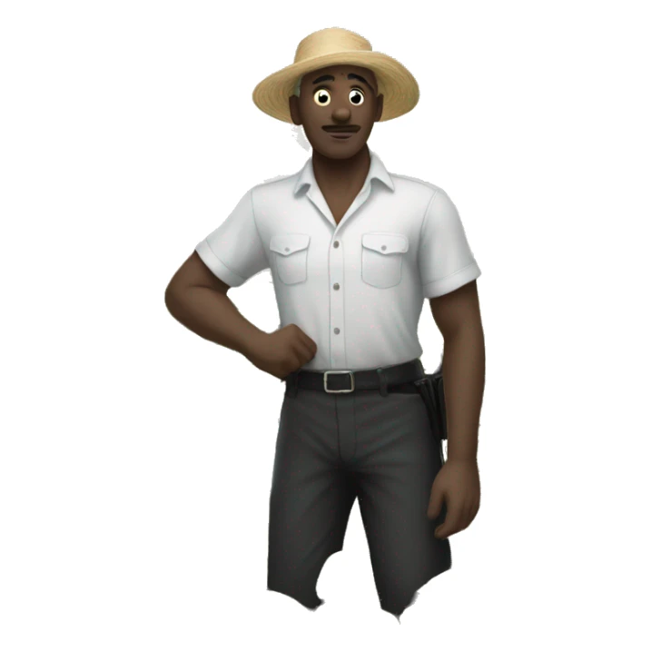 un noir qui prend du coton dans un champs sticker