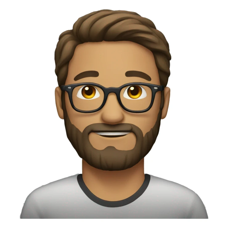 guy with glasses, brown hairs and beard sticker