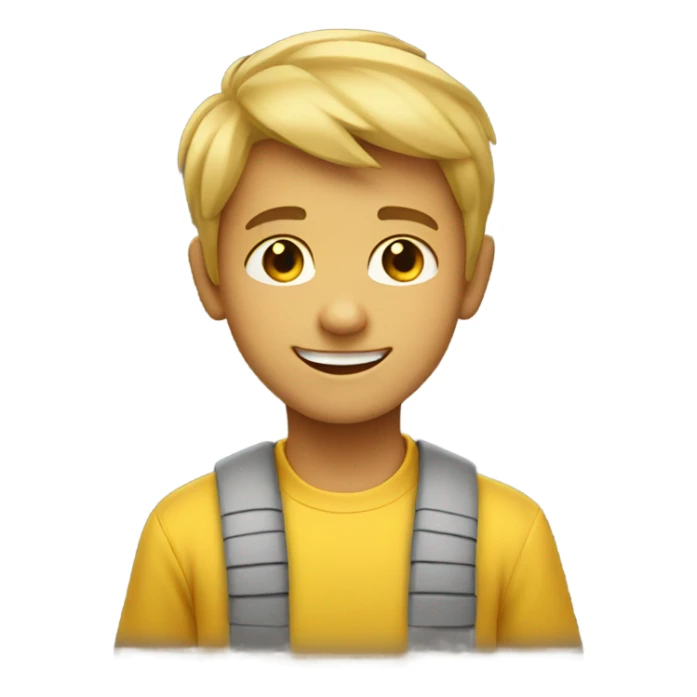 smiling boy in yellow shirt sticker