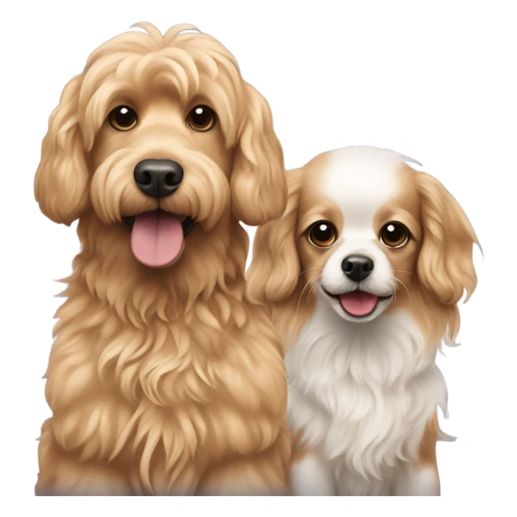 Two golden doodles and long haired chihuahua standing together sticker