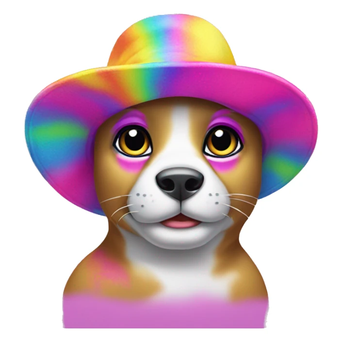 A Lisa frank animal wearing a hat  sticker