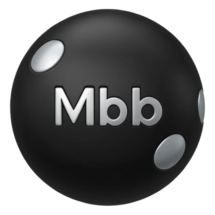 Black pull Ball with MB written on it. Nothing else no holes or anything. sticker