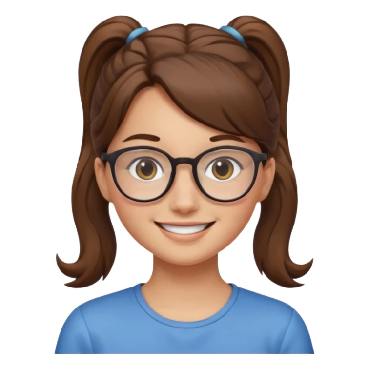 brown haired Ponytail Girl with Glasses sticker