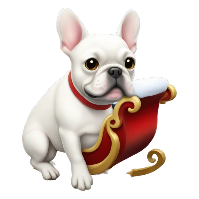 White French bulldog sitting in Santa’s sleigh sticker