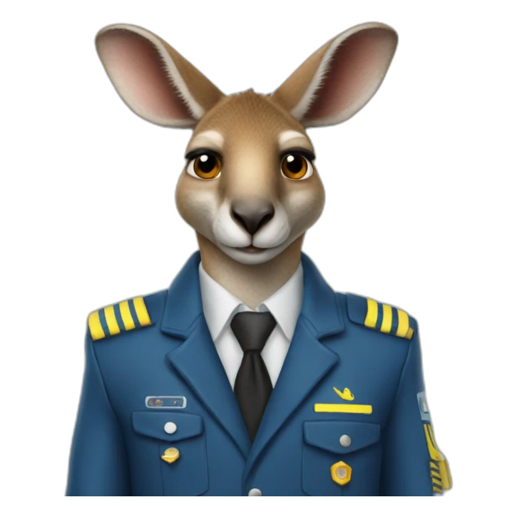 Kangaroo pilot long sleeve blue suit portrait thumbs up sticker