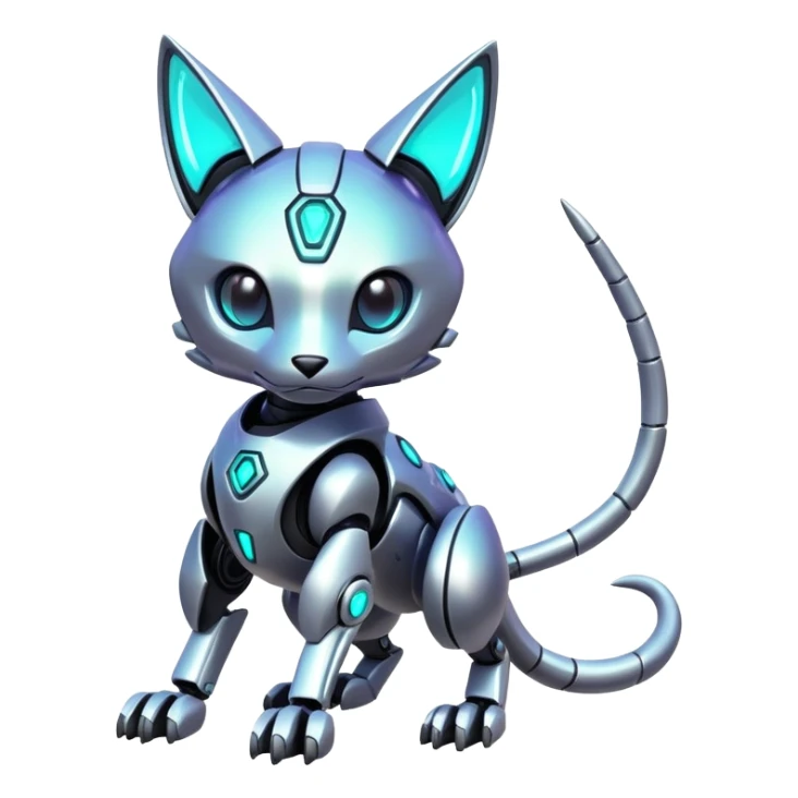  exotic tropical iridescent cyber-Protogen-Fakémon-Pokémon-Vernid-robot-feline-creature sticker