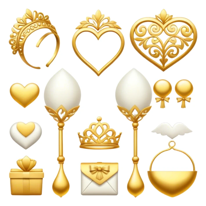 Wedding pack color golden and white sticker