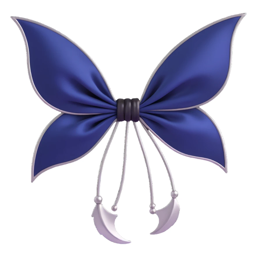 gothic bow, navy blue silk, silver bat brooch, black feather accents, mysterious and lush sticker