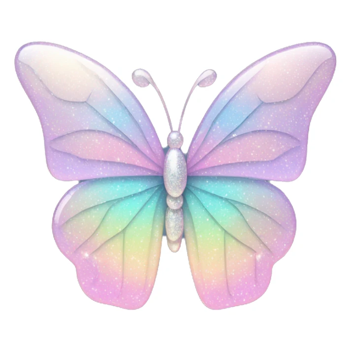 Pastel sparkly glittery iridescent glass crystal butterfly sticker