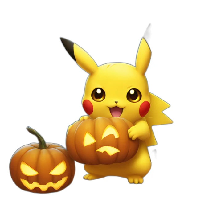 Cute Pikachu holding halloween pumpkin sticker