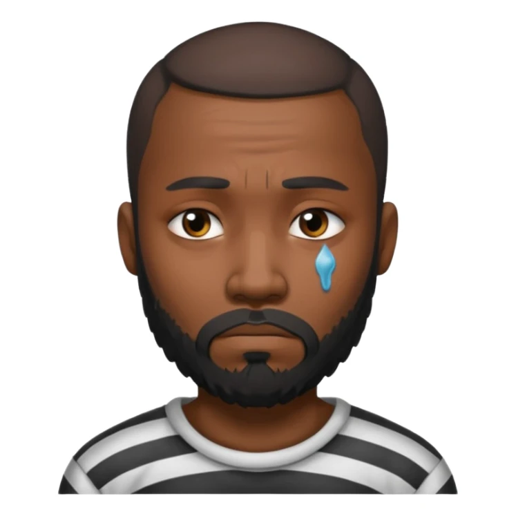 sad black tattooed bearded male prisoner sticker