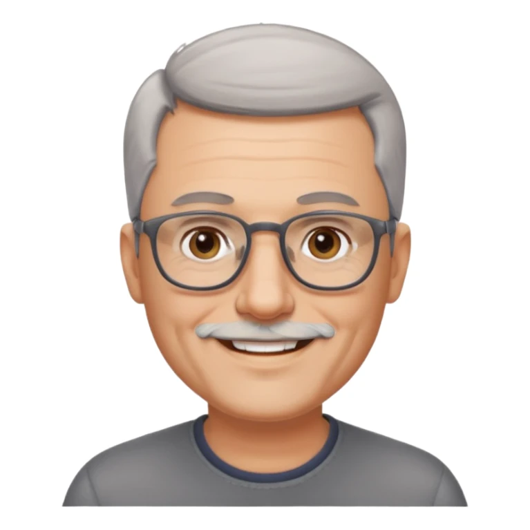 54 year old man, short shaved grey hair, full short shaved beard stuble, glasses sticker