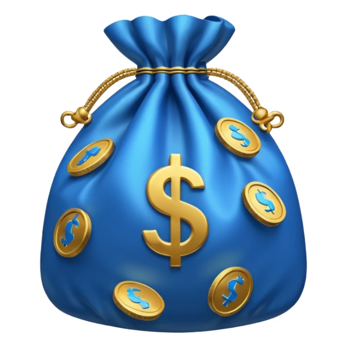 blue coins inside a money bag  sticker
