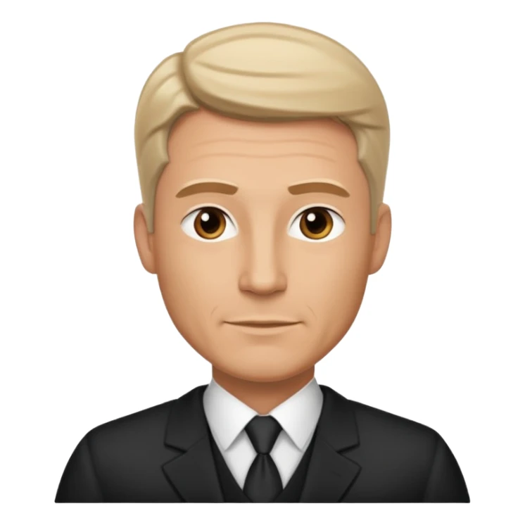 A very handsome successful white man in his 40s. Wearing black but not a suit. Looks like a lawyer. sticker