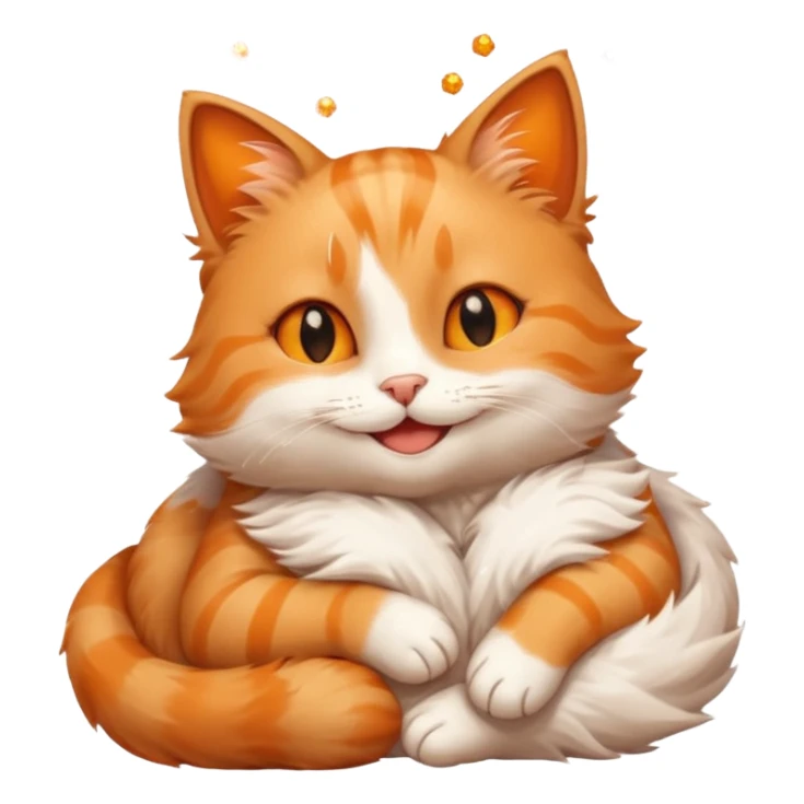 smiling cat hugging a pile of screenshots with sparkles, white background, expressing thankfulness sticker