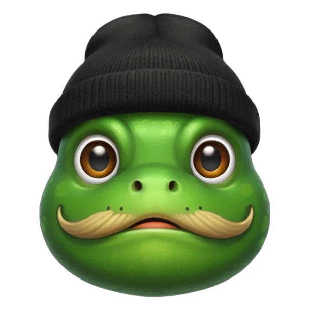 frog with beard and moustache and black beanie sticker
